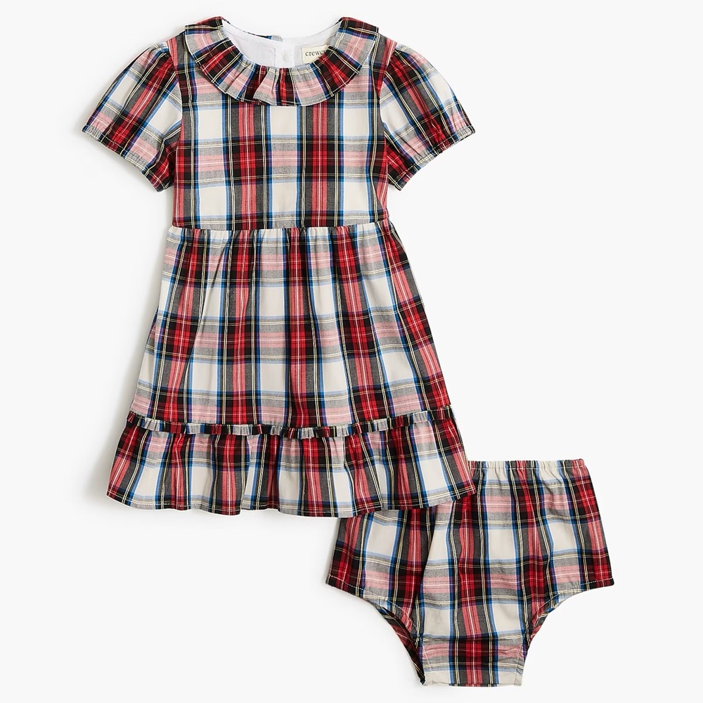 J. Crew baby and toddler girls’ tartan ruffleneck dress 12-18 months.